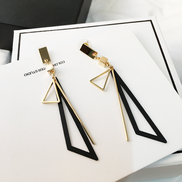 Triangle Tassel Drop Earrings