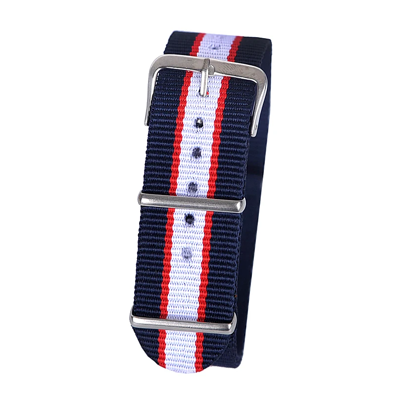 

22mm dark blue red white Sport nato fabric watch band straps accessories Bands nylon watchband steel Buckle belt