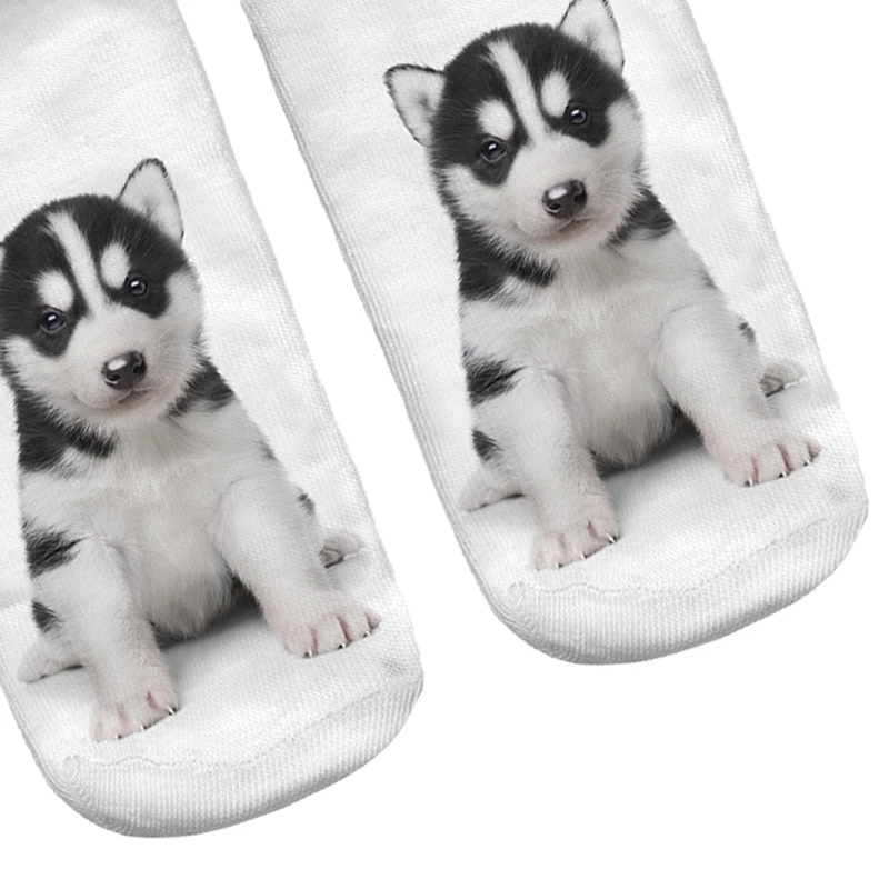 3D женские носки милые носки с принтом собаки хаски Повседневные носки из полиэстера с изображением щенка