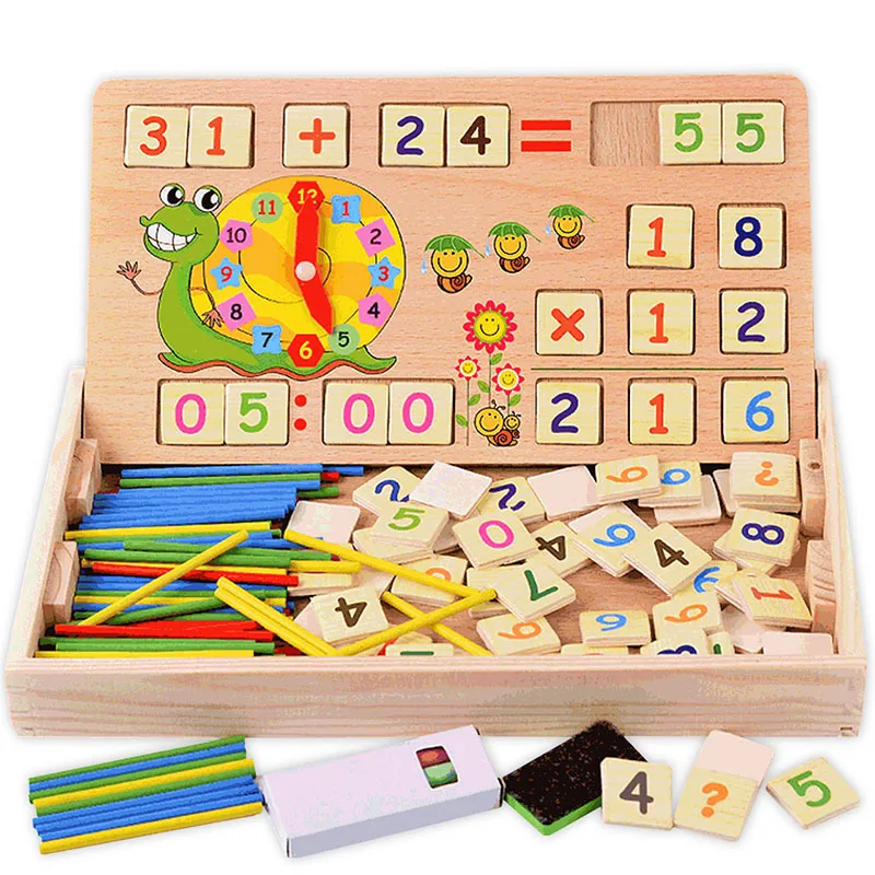

Multi-function Learning Box Wooden Math Kids Toys For Children Preschool 100PCS Sticks 70PCS Digital Card Math Toys
