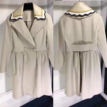 

Coat lace leather collar women`s windbreaker icebear 2018 fashion coat female autumn high quality casaco feminino trench female