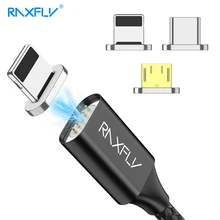 Магнитный зарядный кабель RAXFLY для iPhone X XS Max samsung S9, 1 м, кабель Micro usb type-C для Xiaomi, проводной шнур, кабель для мобильного телефона