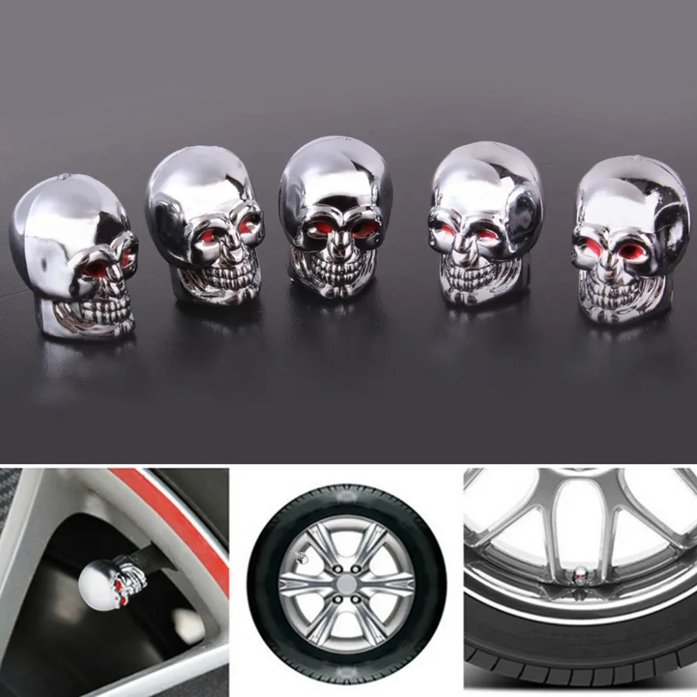 Motorcycle Valve Caps Motorcycle Styling 5Pc Skull Tire Tyre Wheel Car Auto Valves Caps Dust Stem Cover Motocycle Bicycle #1