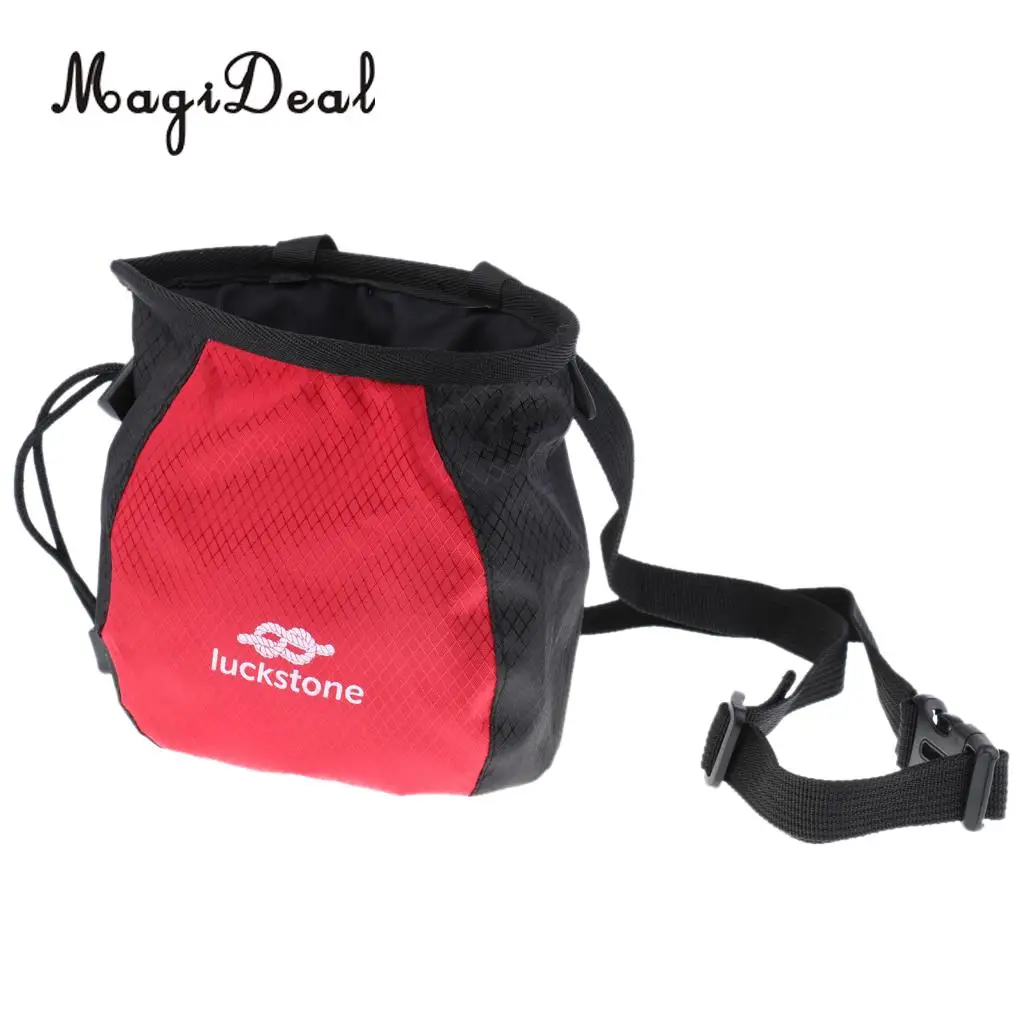 MagiDeal Chalk Bag Storage Pouch for Rock Climbing Gym with Drawstring and Adjustable Waist Belt 