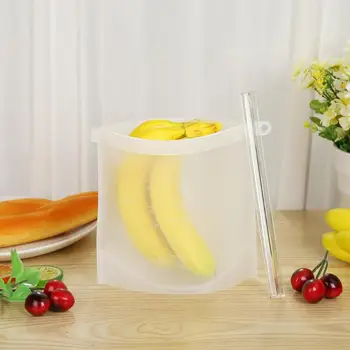 

Silicone Food Fresh Seal Bag Reusable Fruit Meat Ziplock Storage Container Kitchen Gadgets