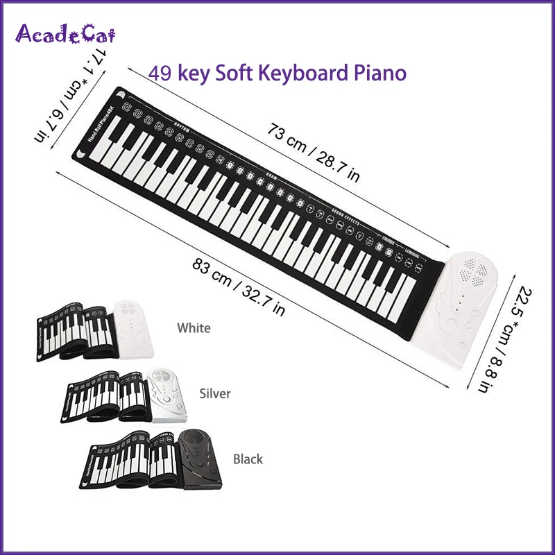 49 ключ рулон электронный пианино портативный складной мягкий Гибкая клавиатура рулонное пианино с динамиком