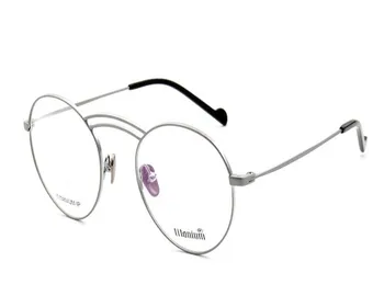 

MONGOTEN Retro Unisex Fashion Full Rim Pure Titanium Ultralight Clear Lens Optical Eyewear Gold Silver Myopia Eyeglasses Frame