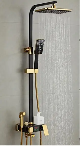 

All-copper Pressurized Flower Shower Set European Black-gold-platinum Shower Set Bathroom Household Display Shower free shipping