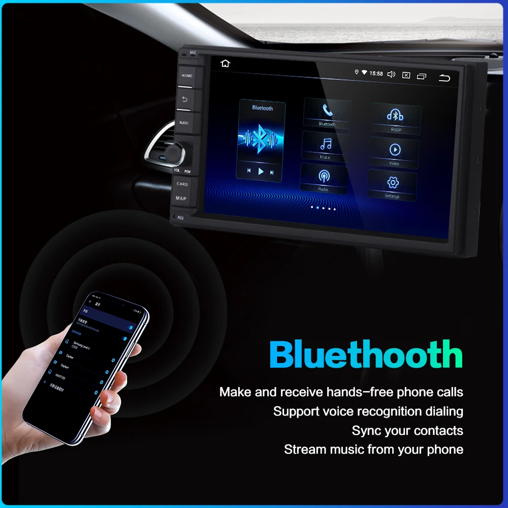 Sale Dasaita Android Universal Car 2 Din Radio 7" IPS Screen Android 9.0 Stereo Multimedia Navigation for Nissan Built-in DSP 3