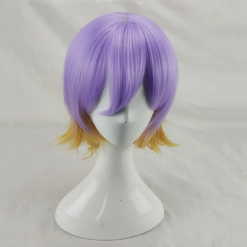 Радость волос человек Для женщин фиолетовый Косплэй парик Короткие вьющиеся Многоуровневая Синтетический волос вечерние парики с челкой