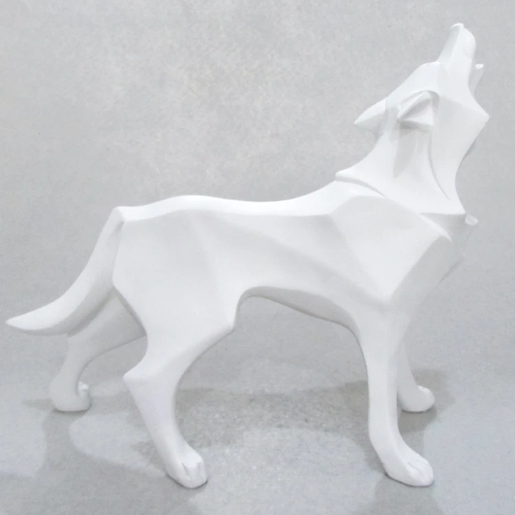 Статуя волка из смолы, модель, Геометрическая фигурка, абстрактный лед, волк, дикая природа, Декор, подарок, украшение, животное, тотем, волк, собака, скульптура, ремесла