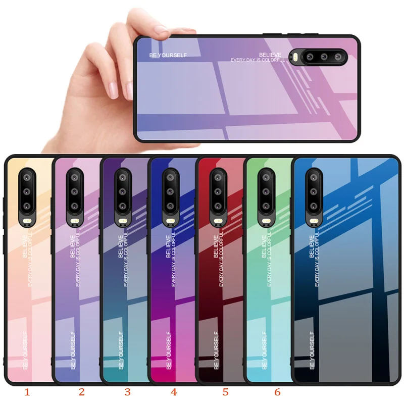 

30pcs/lot For Huawei Nova 4E Honor 8X Hard Tempered Glass Gradient Protective Back Case For Huawei P30 P30 Lite P30 Pro