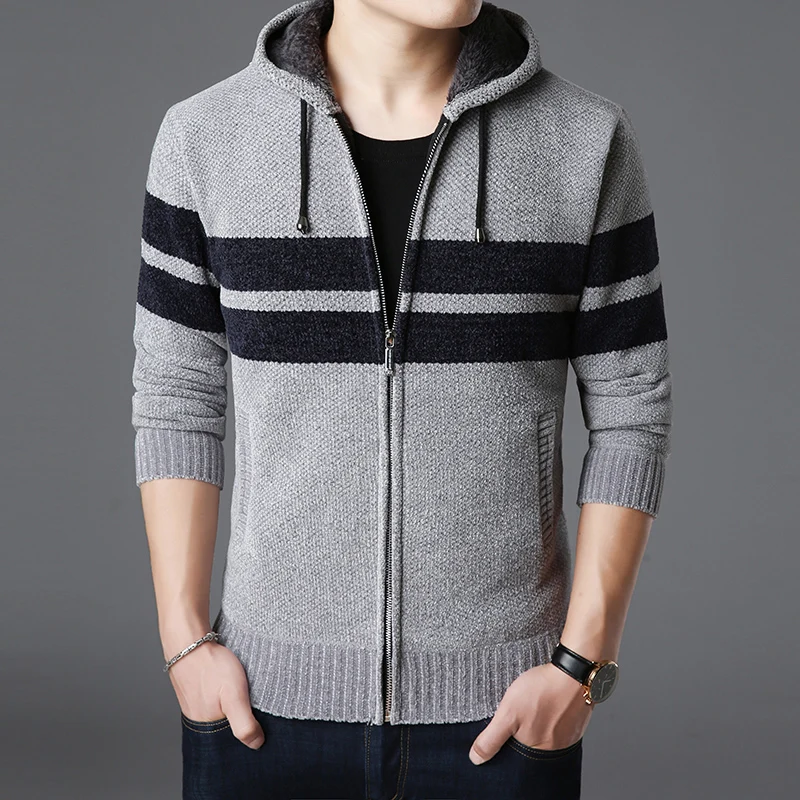 

2020 New Fashion Brand Sweater Men Kardigan Striped Slim Fit Jumpers Knitwear Top Grade Winter Korean Style Casual Men Clothes
