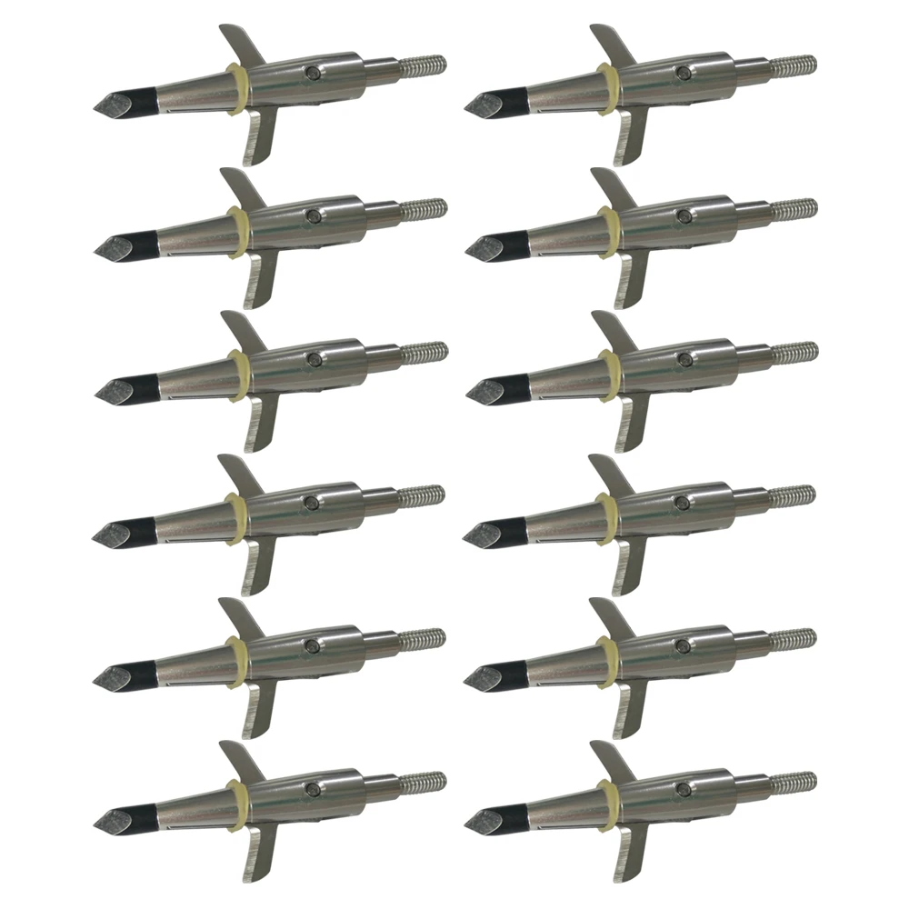 

12Pcs Silver Swhacker Broadheads 100Grain 1.75" Cut Expandable Blades for Compound Bow Crossbow Hunting