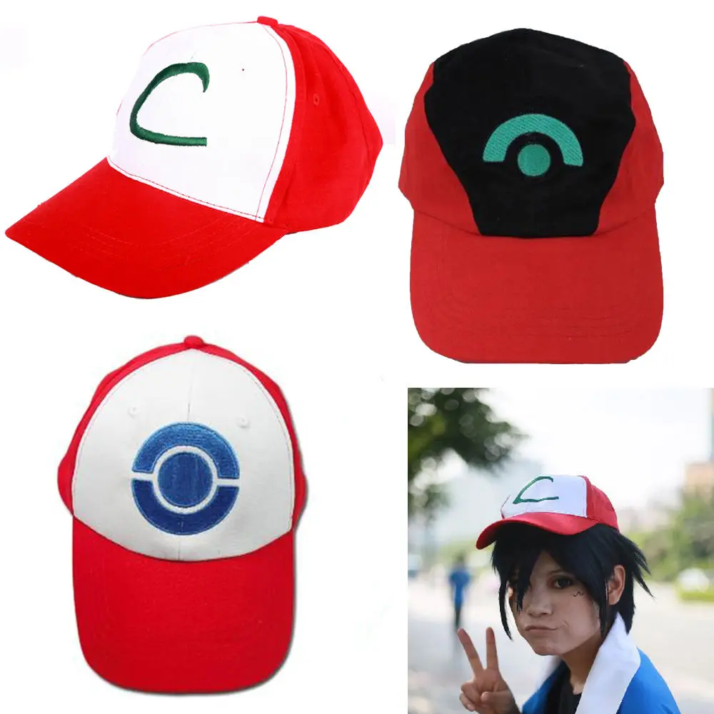 

Pokemon Go Satoshi Ash Ketchum Embroidered Red Hat Baseball Cap Halloween Cosplay