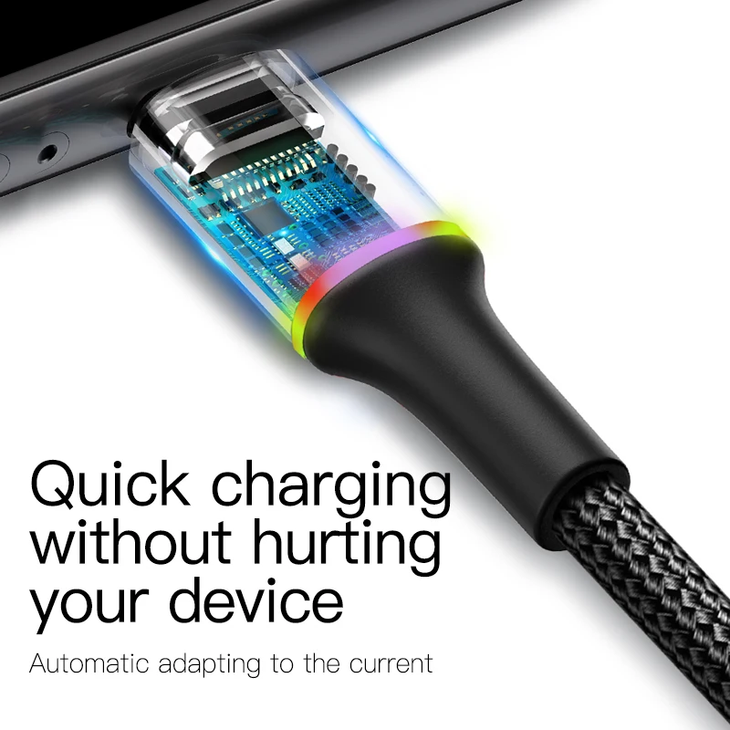 Baseus USB نوع C كابل لسامسونج شياو mi الأحمر mi ملاحظة 7 mi 9 t سريع كابل شحن USB-C شاحن الهاتف المحمول USBC نوع-c كابل 2 m