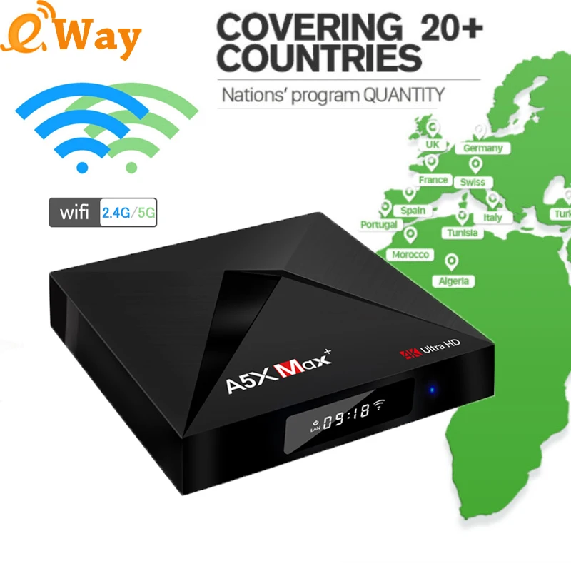 

French iptv box 4k A5X MAX+ 4GB 34GB Android 7.1 tv box qhdtv code france arabic belgium Dutch A5X MAX PLUS smart ip tv box