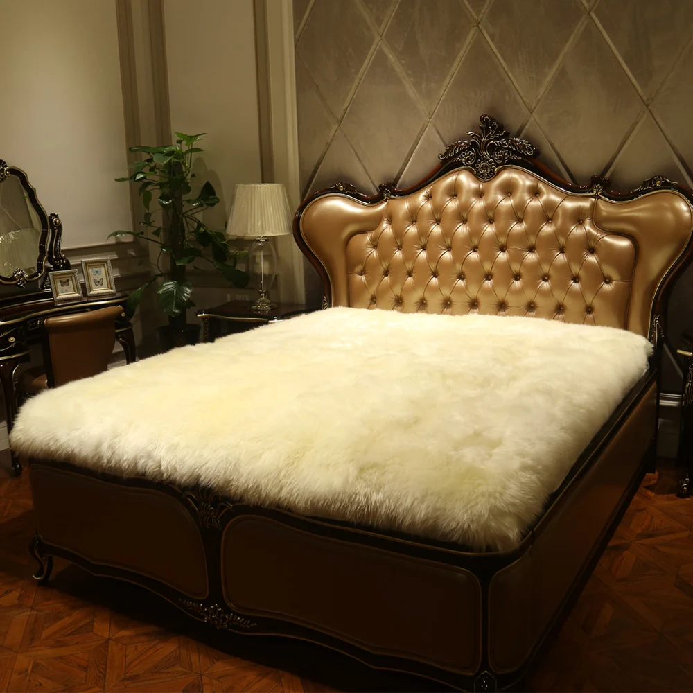 Natural Pure Wool Mattress Fur One Piece Sheepskin Bed Fleece 