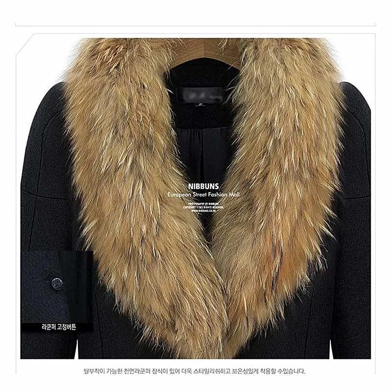 Зимняя мода размера плюс(XL-6XL) меховой воротник Длинная секция шерстяное пальто для женщин зимняя новая Толстая Повседневная тонкая куртка для женщин B463