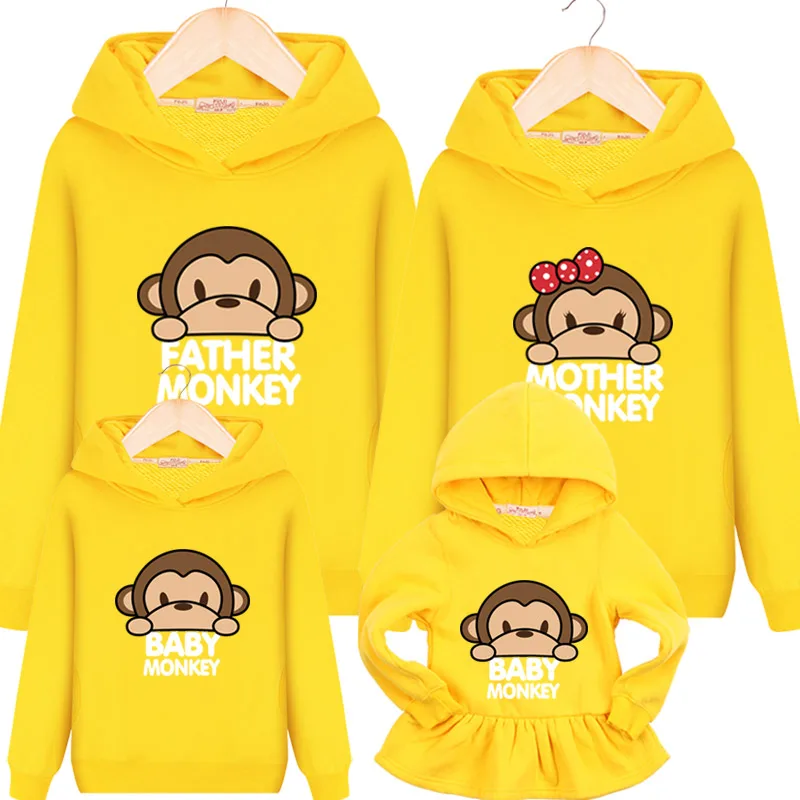 Family Matching Clothes Hoodies Long Sleeve mother and daughter clothes couples matching clothing family baby girl clothes - Цвет: yellow