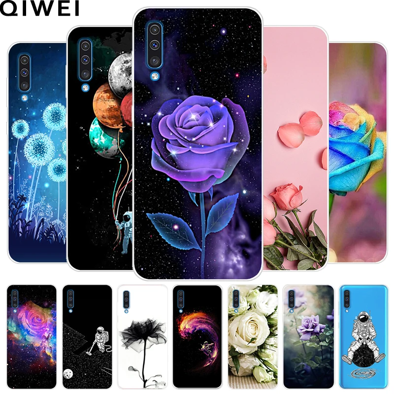 Crystal Clear Ultra Thin Transparent Compatible with for Samsung A40,Soft Silicone TPU Non Slip Rubber Gel Frame Colorful Flexible Bumper Cute Romantic Flower Animal Cartoon Design Pattern