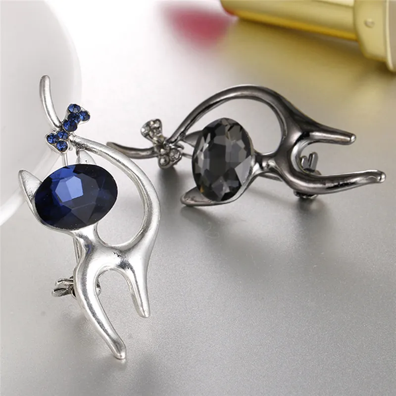 Cute Cat Brooches Hijab Pin Hippocampal Broches Black Plated Brooch Bouquet Collar 1PC 4.5cm*2cm/1.77in*0.79in Wedding Broach