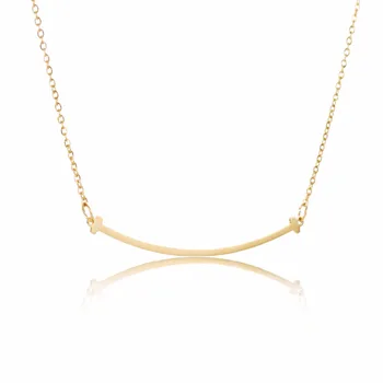 

Fashion Jewelry Gold & Silver Color Stainless Steel Curved Bar Arc ST Christopher Necklace Tiny Charms Necklace for Women NL2626