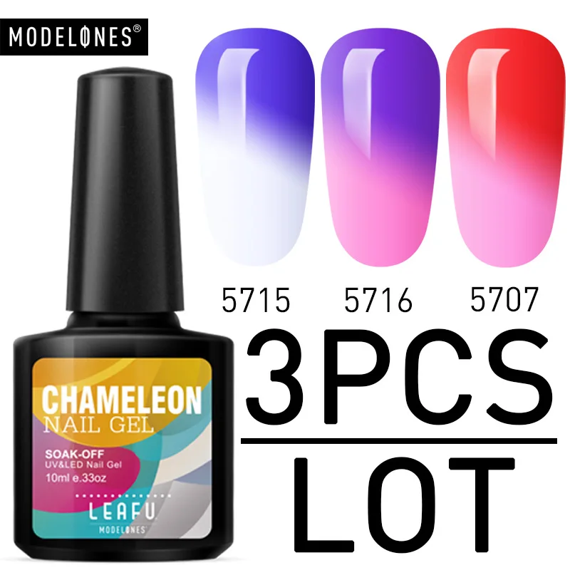 

Modelones 3PCS/LOT Temperature Change Gel Lacquer Nail Polish Manicure Thermo Gel Nail Art Mood Change Color Hybrid Varnish
