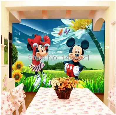 Sitting/bedding room/kids' room TV setting wall 3D wallpaper papel de parede non-woven mural micky mouse | Обустройство дома