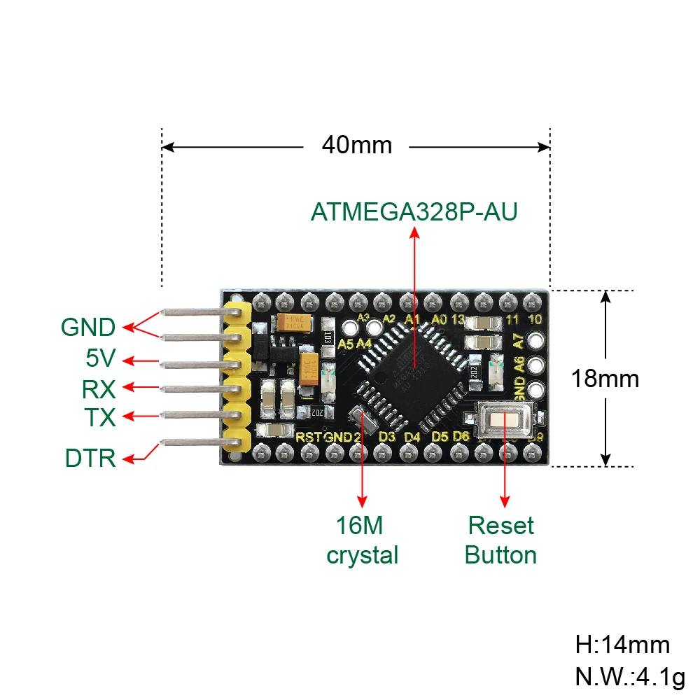 Keyestudio 5 В/16 МГц оригинальная плата разработки ProMini ATMEGA328P для проектов Arduino сделай