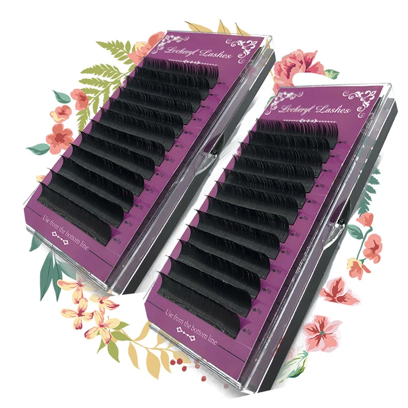 

Lvcheryl 1 pc False Eyelash Extension J/B/C/D Curl 12 Lines/Tray Silk Soft Individual Eyelash Extensions Russian Volume Lashes