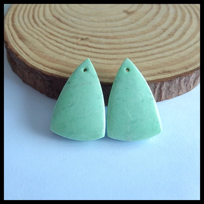 

Natural Gemstone Green Turquoise Semi-precious stones, Jewelry accessories Earring set,25x6x5mm,5.8g