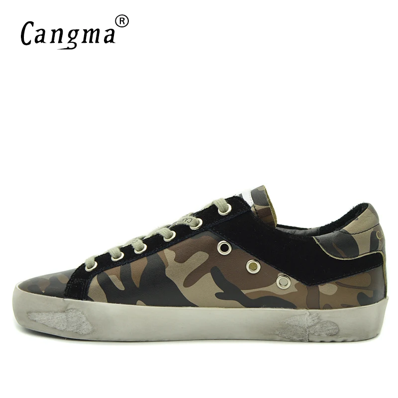 

CANGMA Luxury Brand Women's Casual Shoes Designer Sneakers Women Breathable Camouflage Patent Leather Flats Female Shoes