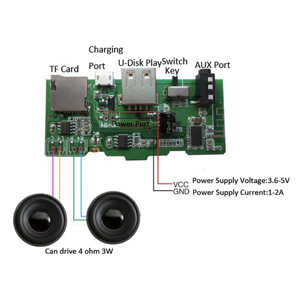 Bluetooth MP3 декодер доска беспроводной аудио приемник декодирования плеер модуль Поддержка FM радио AUX TF карта u-диск USB