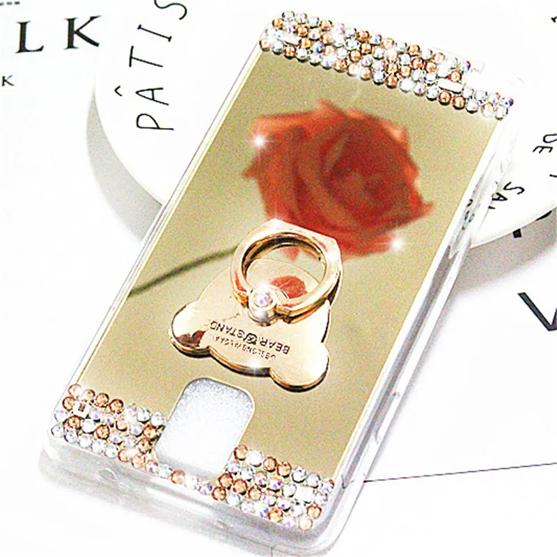 

Phone case For Samsung Galaxy Note 3 case Silicone Case Cover new luxury Rhinestone ring Holder mirror Soft TPU Case Note3