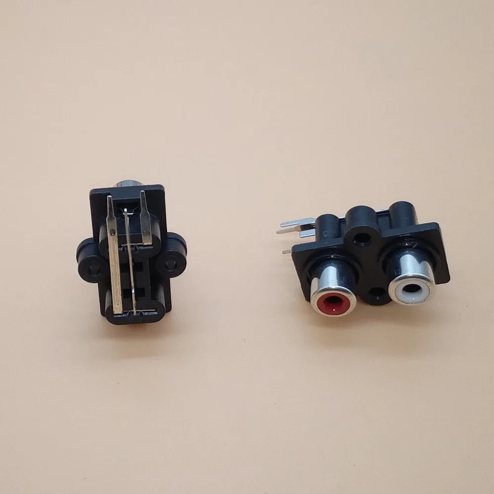 2pcs RCA AV Socket 2 Pin Red + White Female Audio Video Plug jack Input