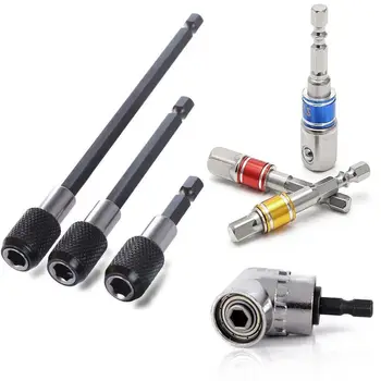 

Adapter Drill Bit, 3Pcs Impact Socket Square Nut Driver Bit + 3Pcs 1/4 Hex Shank Screwdriver Bit Holder + 1Pcs 1/4 Hex 105 Degr