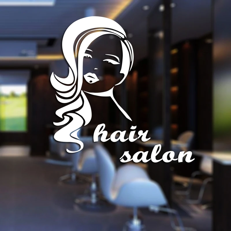 Hair Salon Sticker Beauty Scissors Decal Haircut Name Posters Vinyl Wall Art Decals Decor Decoration Mural Salon Sticker M0005