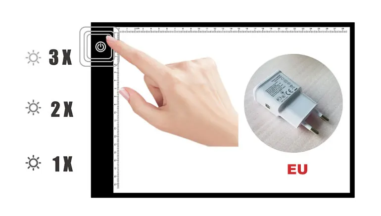 3 Level adjust -EU A4 33*22 см светодио дный Книги по искусству craft трассировки Light Pad ультра тонкий регулируемый светодио дный Профессиональный рисунок светлая коробка обзор - Цвет: 3 Level adjust -EU