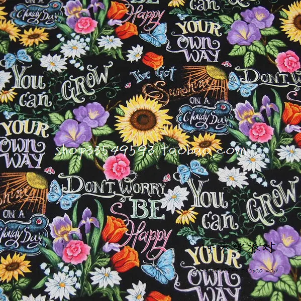 105 см Ширина I 've Got Sunshine доска рисунок черный хлопок ткань для девочек юбки наволочка штора шитье DIY-AFCK816