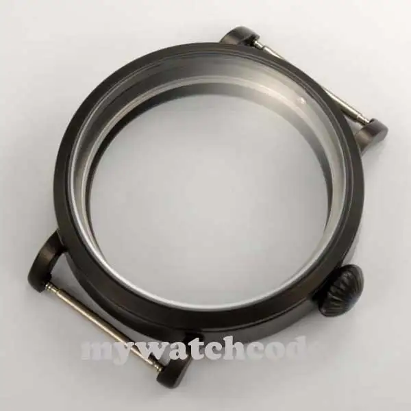 46mm Black Pvd Stainless Steel Parnis Watch Case Fit 6498 6497 Movement
