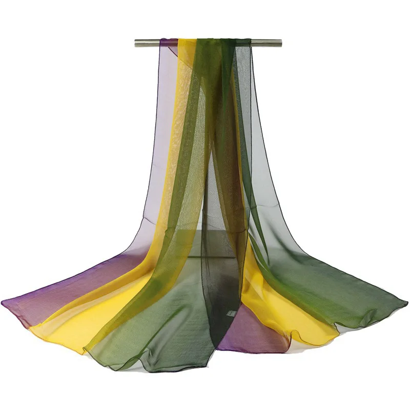 18 Color Gradient Fashion Chiffon Scarf Womens Long Wraps and Shawls Lady Spring Autumn Scarves