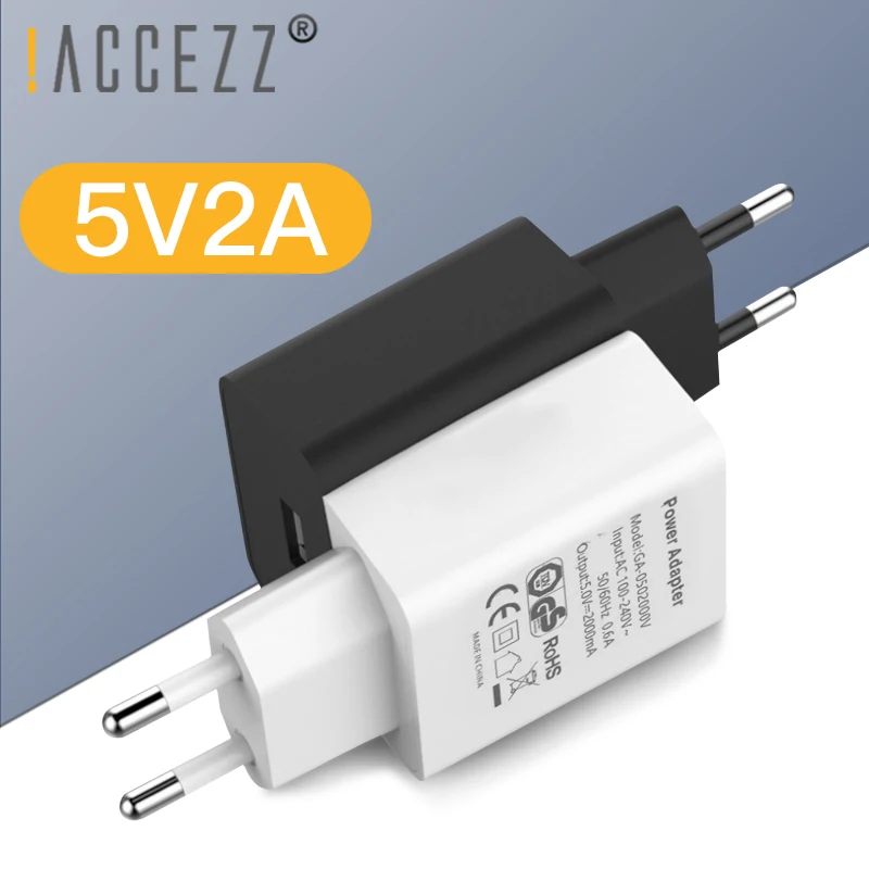 

!ACCEZZ USB Phone Charger 5V 2A For Samsung Huawei Xiaomi 8 EU Plug For iphone iPad Universal Mobile Phone Wall Charger Adapter
