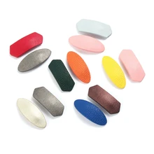 1 пара конфетных цветов геометрические кожаные заколки для волос овальные полигональные Заколки для женщин девочек аксессуары для укладки волос