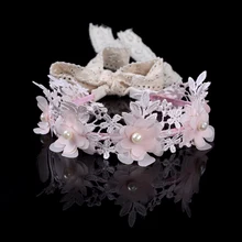 1 шт., милые серьги в Корейском стиле, повязка на голову принцессы, длинная кружевная лента, цветок, венок для девочек, детские аксессуары для укладки волос