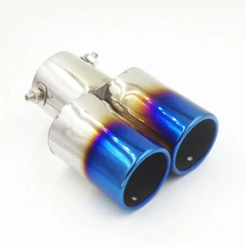 YZ straight blue double pipe Universal Exhaust Tailpipe 63mm Muffler