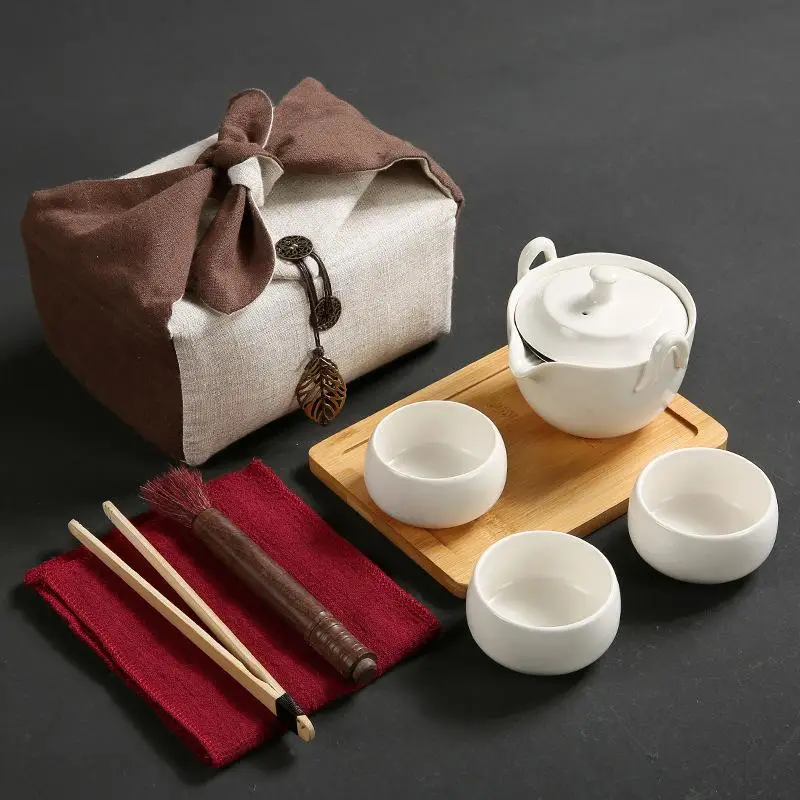 Китайский кунг-фу набор для чая Керамика чайник Gaiwan, чайная чашка для Пуэр китайский заварочный чайник Портативный чайный сервиз, кружка для вина
