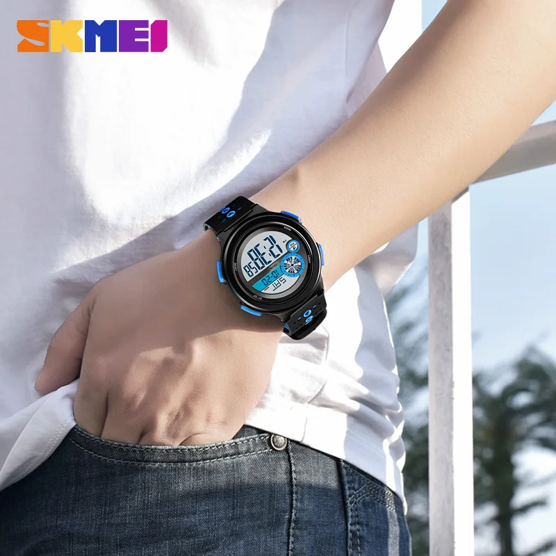 SKMEI 2 Time Sport Watch Men Chrono Stopwatch Wrist Watches For Mens Outdoor Digital Alarm Clock montre homme 1374 Hour