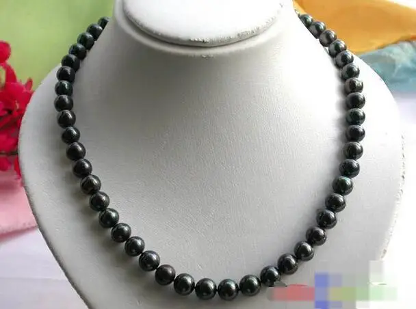 

song voge gem nanJ0797 PEACOCK BLACK ROUND FRESHWATER PEARL NECKLACE MAGNET