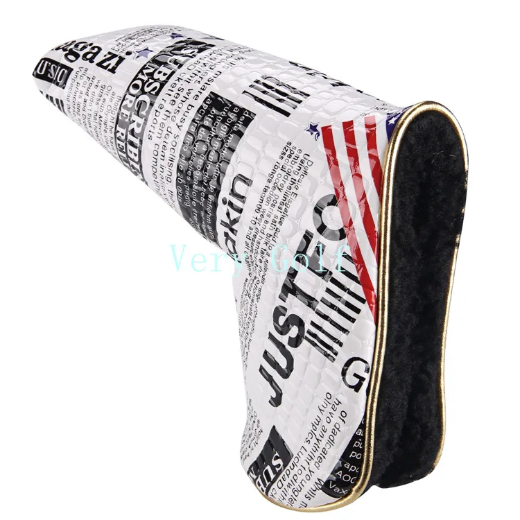 Magnet Closure Golf Blade Putter Headcover Printed with USA Newspaper Flag
